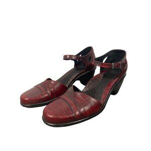 Dansko leather Mary Jane clogs oxblood croc embossed women's 39